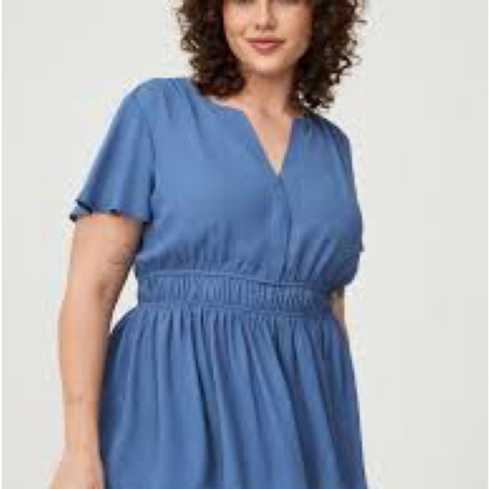 Torrid Blue Flutter Sleeve Smocked Blouse